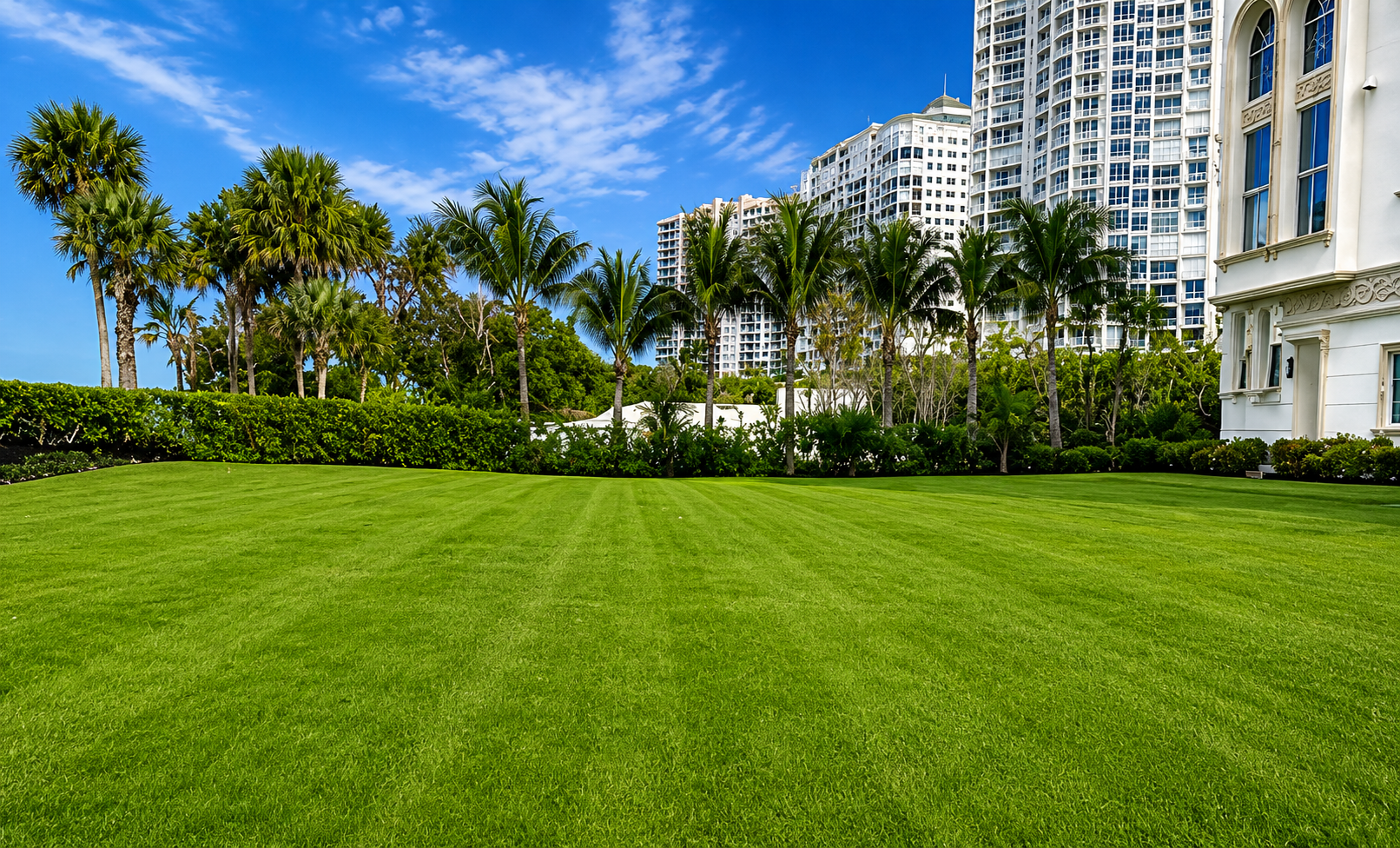 Fresh landscaping installation in front yard