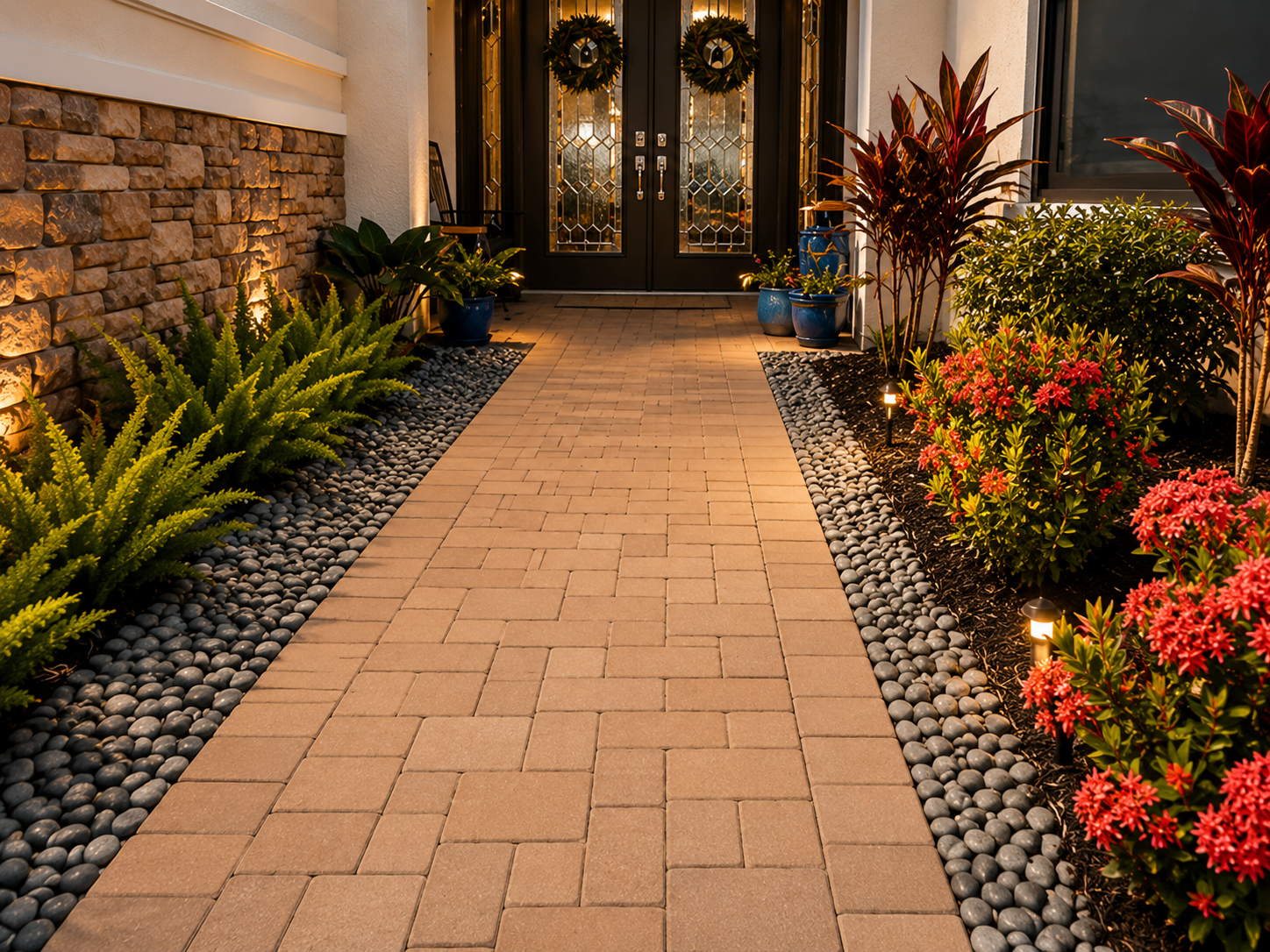 Completed exterior landscaping project